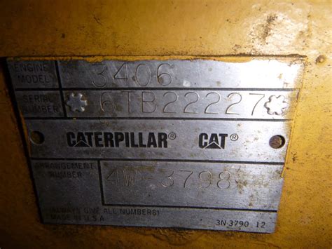 3406B GEN SET ENGINE. . Cat grader serial number lookup